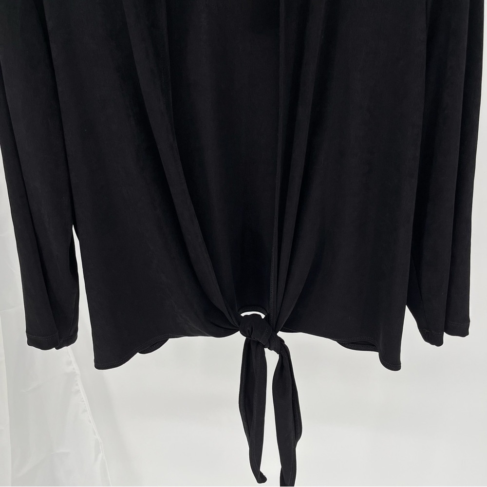 Chico’s Womens NEW Travelers Tie Front Jacket Size XL Black Slinky Knit - Picture 3 of 10